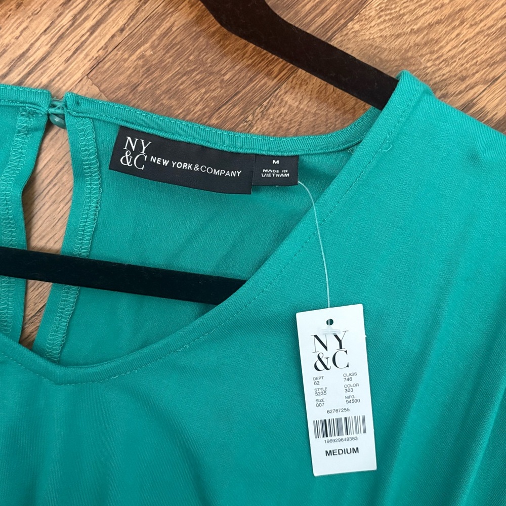 NWT New York & Company Teal Tie-Waist Romper M - Picture 4 of 4